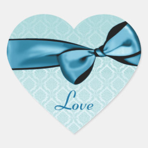 Cœur Sticker Coeur Damas des nuances bleues de mariage