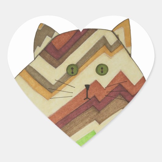Cœur Sticker Coeur de chat gras (Devant)
