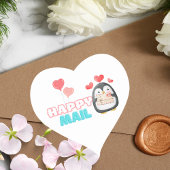 Cœur Sticker Coeur de courrier joyeux de Pingouin migno