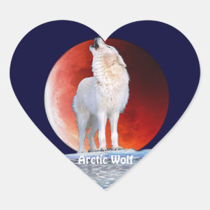 Cœur Sticker Coeur de Lune pour Wolf Arctique et Red Ec