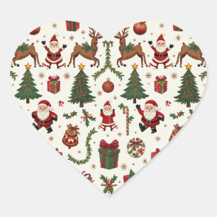 Cœur Sticker Coeur de Noël Vintage