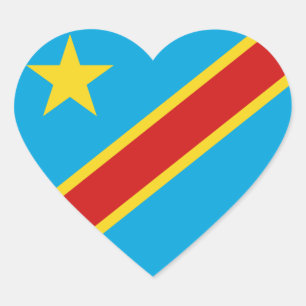 Cœur Sticker Coeur Drapeau Congo-Kinshasa