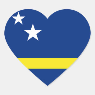 Cœur Sticker Coeur Drapeau Curaçao