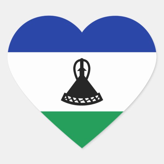 Cœur Sticker Coeur Drapeau Lesotho (Devant)