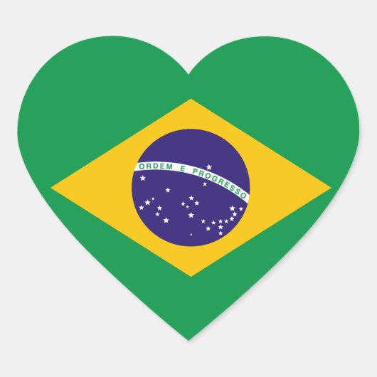 Cœur Sticker Coeur du drapeau du Brésil (Devant)