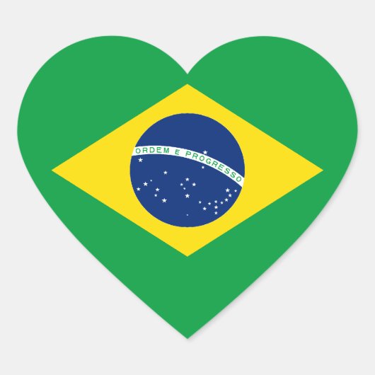 Cœur Sticker Coeur du drapeau du Brésil (Devant)