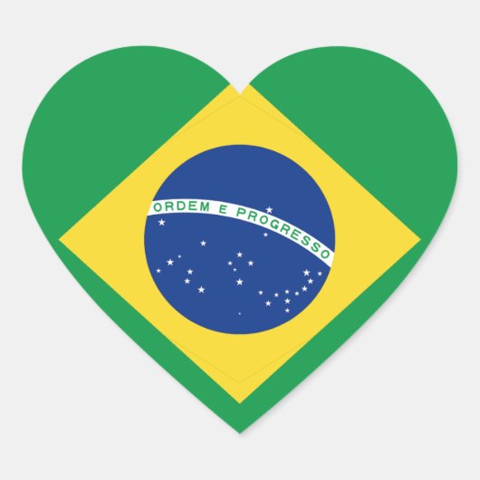 Cœur Sticker Coeur du drapeau du Brésil (Devant)