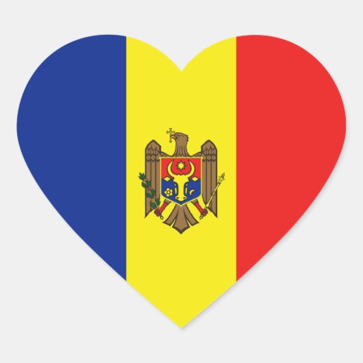 Cœur Sticker Coeur du drapeau moldave (Devant)