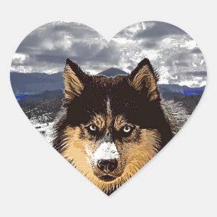 Cœur Sticker Coeur Husky Sibérien