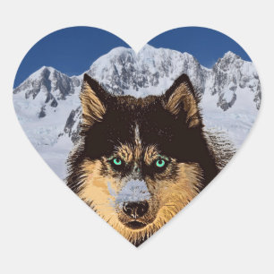 Cœur Sticker Coeur Husky Sibérien