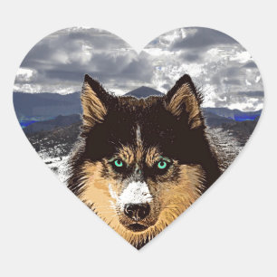 Cœur Sticker Coeur Husky Sibérien