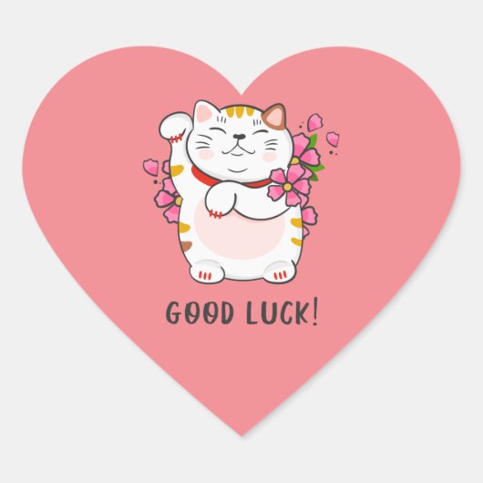 Cœur Sticker Coeur Maneki-Neko (Devant)