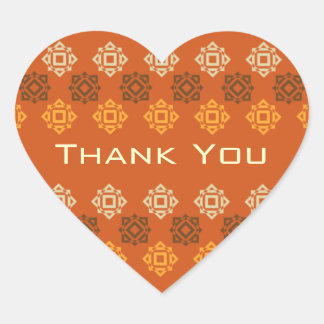 Cœur Sticker Coeur Merci orange Retro Design Carré