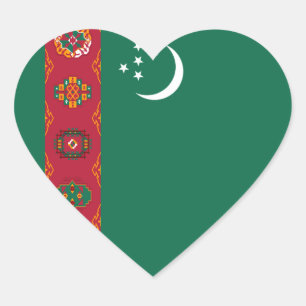 Cœur Sticker Coeur Pavillon du Turkménistan