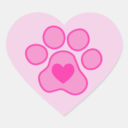 Cœur Sticker Coeur Pink Puppy Paws (Devant)