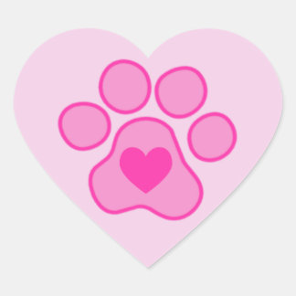 Cœur Sticker Coeur Pink Puppy Paws