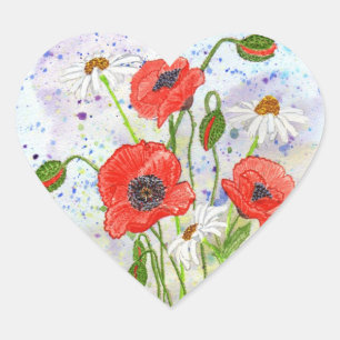 Cœur Sticker Coeur 'Poppies'
