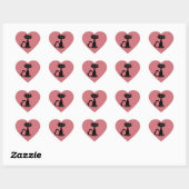 Cœur Sticker Coeur rose Kitty en chat noir mignon (Feuille)
