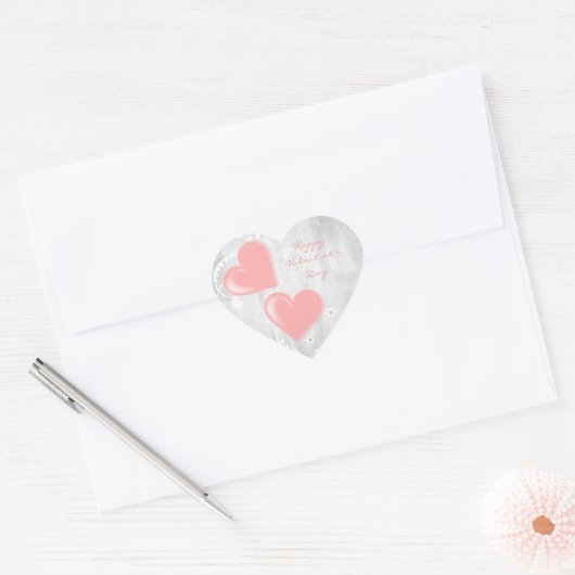 Cœur Sticker Coeurs Valentin rose (Enveloppe)