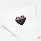 Cœur Sticker Damask Coeur rose et noir (Enveloppe)