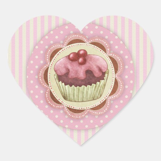 Cœur Sticker d'amour CupCake (Devant)