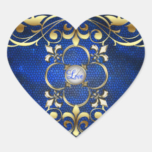 Cœur Sticker d'amour Empereur Bleu Coeur Tissu Verre
