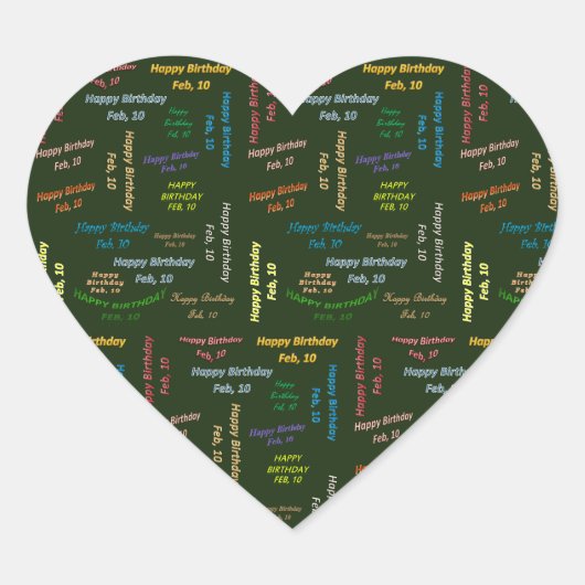 Cœur Sticker d'anniversaire du 10 février (Devant)