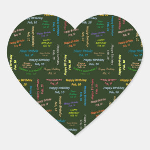 Cœur Sticker d'anniversaire du 10 février