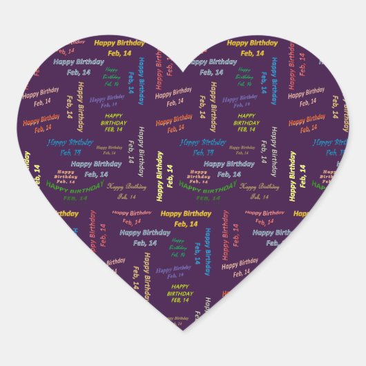 Cœur Sticker d'anniversaire du 14 février (Devant)