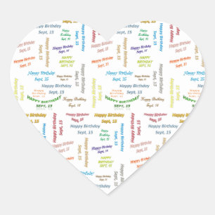 Cœur Sticker d'anniversaire du 15 septembre