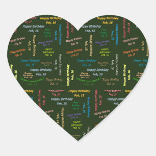 Cœur Sticker d'anniversaire du 16 février