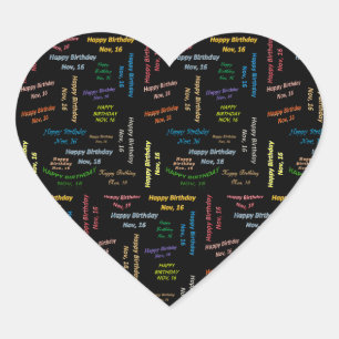 Cœur Sticker d'anniversaire du 16 novembre