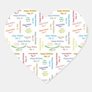 Cœur Sticker d'anniversaire du 17 février