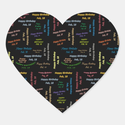 Cœur Sticker d'anniversaire du 18 février (Devant)