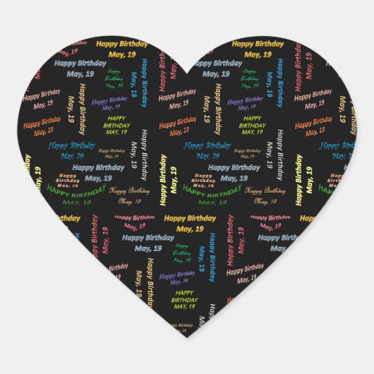 Cœur Sticker d'anniversaire du 19 mai (Devant)