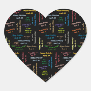 Cœur Sticker d'anniversaire du 20 avril