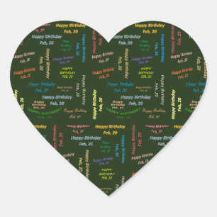 Cœur Sticker d'anniversaire du 20 février