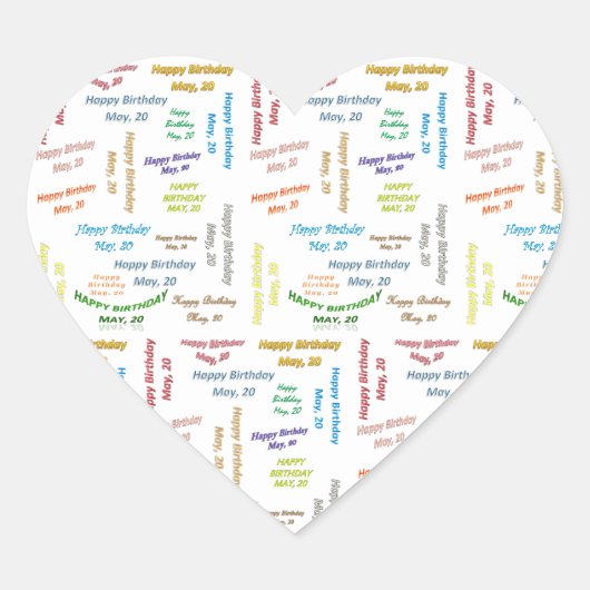 Cœur Sticker d'anniversaire du 20 mai (Devant)