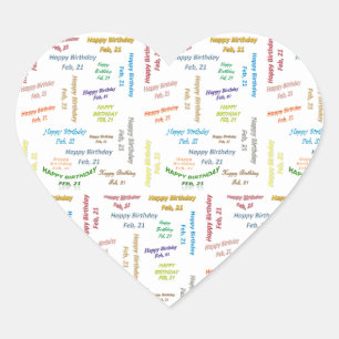 Cœur Sticker d'anniversaire du 21 février