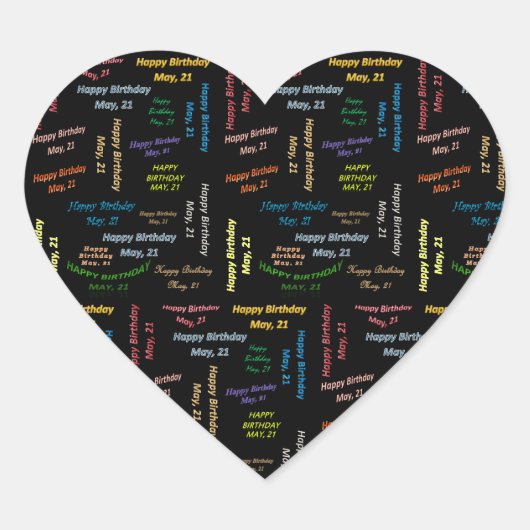 Cœur Sticker d'anniversaire du 21 mai (Devant)