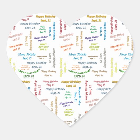 Cœur Sticker d'anniversaire du 21 septembre (Devant)