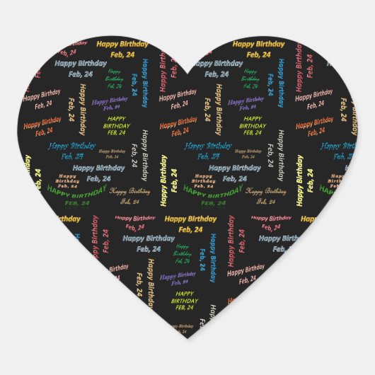 Cœur Sticker d'anniversaire du 24 février (Devant)