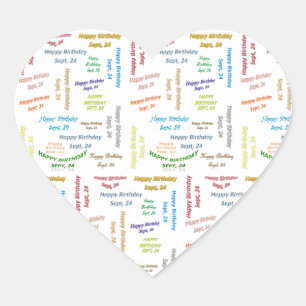 Cœur Sticker d'anniversaire du 24 septembre