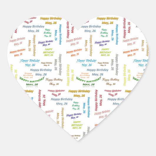 Cœur Sticker d'anniversaire du 26 mai (Devant)