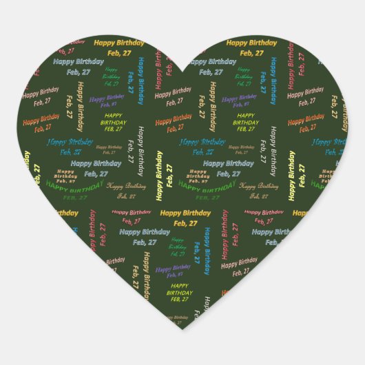 Cœur Sticker d'anniversaire du 27 février (Devant)