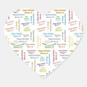 Cœur Sticker d'anniversaire du 27 mars