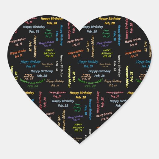Cœur Sticker d'anniversaire du 28 février (Devant)