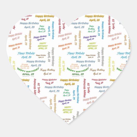 Cœur Sticker d'anniversaire du 29 avril (Devant)