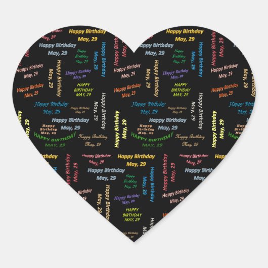 Cœur Sticker d'anniversaire du 29 mai (Devant)