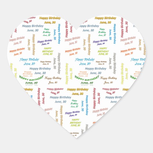 Cœur Sticker d'anniversaire du 30 juin (Devant)